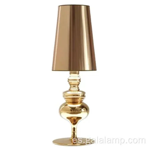 Lámpara de mesa inalámbrica de metal de oro elegante para el dormitorio